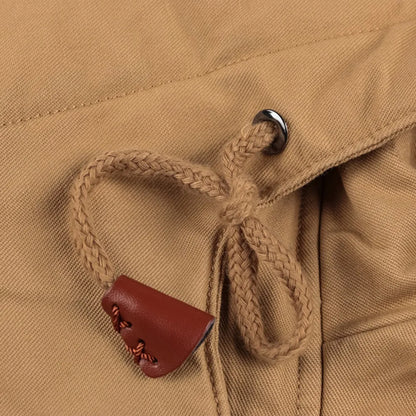 Beige Winterjacke Herren, dickes Fleece, Armee-Stil, Pilotjacke, thermisch, Baumwolle.