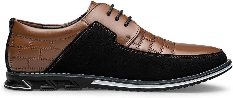 Brauner und schwarzer Herren-Ledersneaker, rutschfest, modisch, bequem, Schnürschuh.