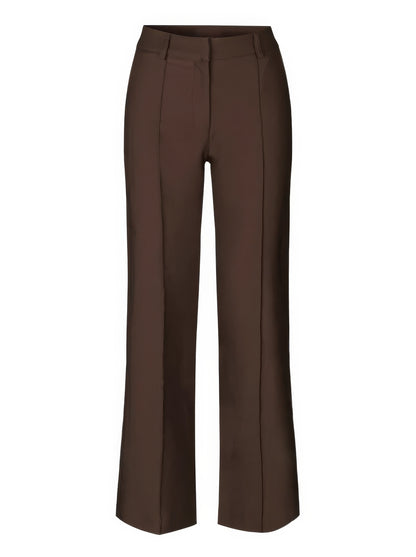 Braune Damenhose, gerade geschnitten, elegant, aus Baumwolle, ideal für Büro und Freizeit.