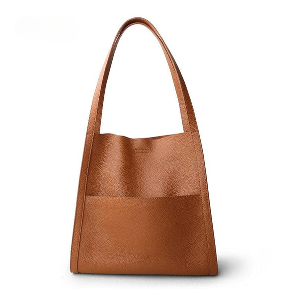 Braune Ledertasche, Damenhandtasche, modisch, geräumig, Schultertasche, elegantes Design.