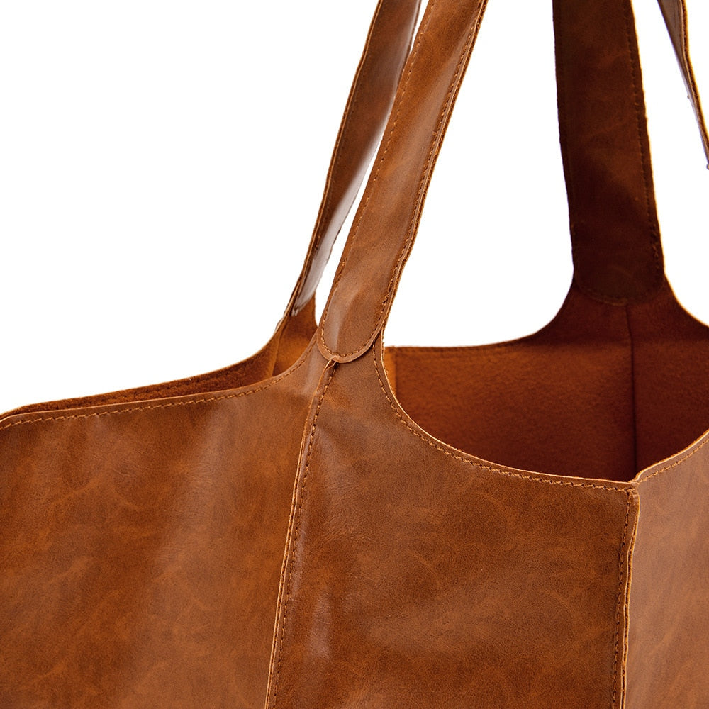 Braune Ledertasche, Shopper, Damen, modisch, geräumig, langlebig, elegantes Design.