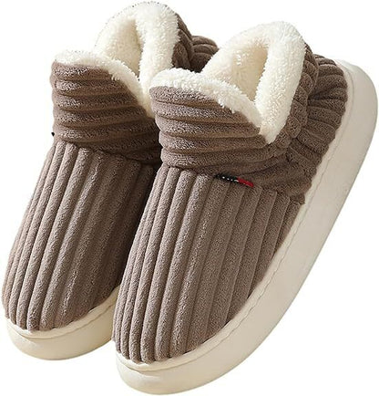 Braune Hausschuhe aus Fleece, rutschfest, warm, für Damen und Herren, gemütlich, Wintermode.