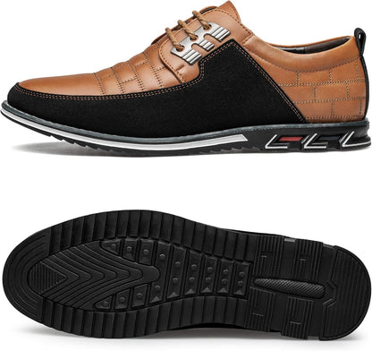 Herren-Sneaker, braun-schwarz, Leder, rutschfeste Sohle, modisch, bequem, Freizeit.