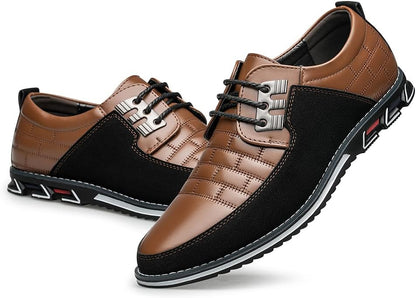 Braune und schwarze Herren-Ledersneaker, rutschfest, modisch, bequem, Freizeitschuhe.