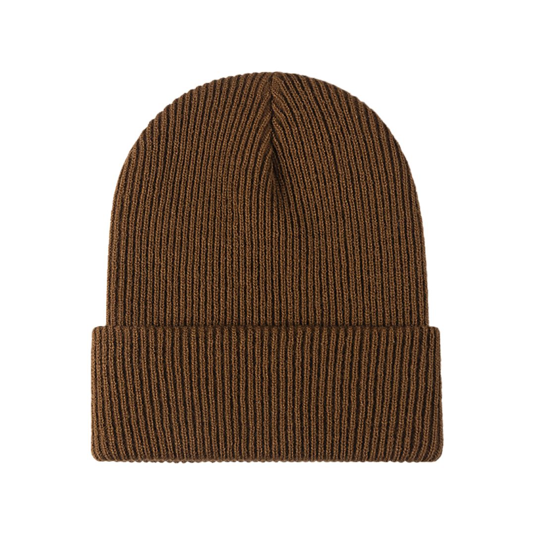 Braune Strickmütze aus Wolle, Unisex, warm, modisch, ideal für Herbst und Winter.