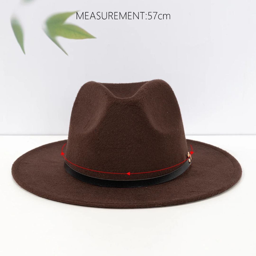 Brauner Filzhut mit schwarzem Band, 57 cm, stilvoller Fedora für Herren und Damen.