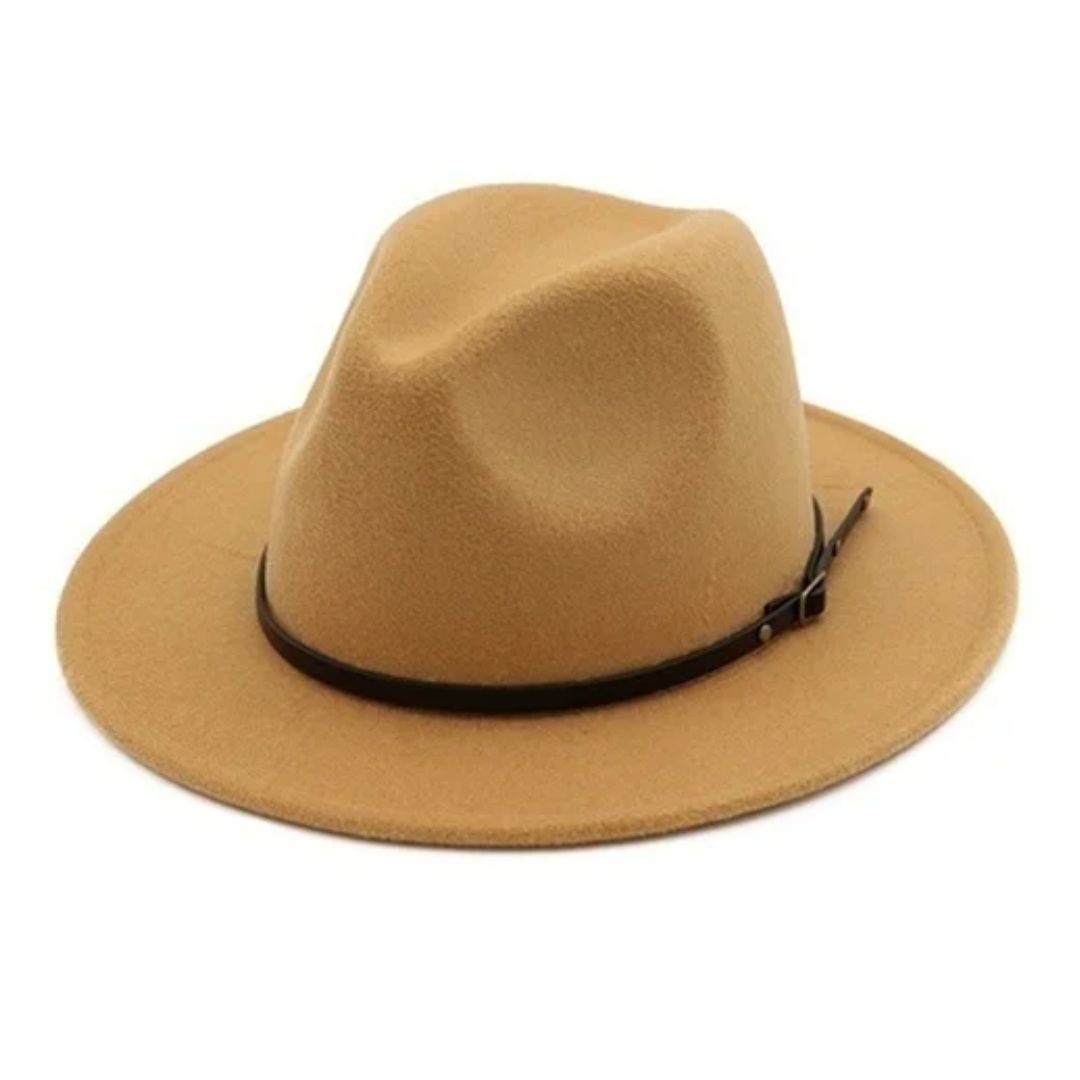 Brauner Fedora-Hut aus Filz mit schwarzem Band, stilvoller Herren- und Damenhut.