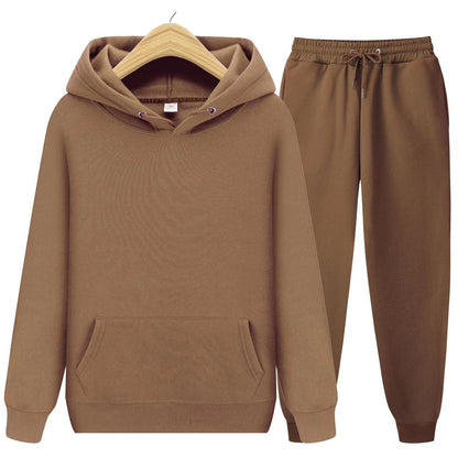 Brauner Kapuzenpullover und Jogginghose Set, Unisex, Baumwolle, bequem, Freizeitkleidung.
