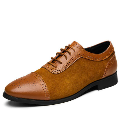 Brauner Herren-Lederschnürschuh, elegantes Design, Business- und Freizeitmode.