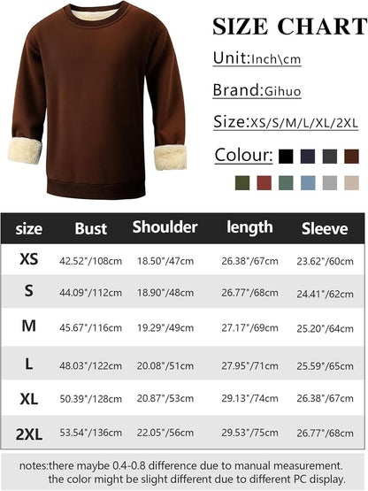 Brauner Pullover mit weißen Bündchen, Gihuo Marke, Größen XS-2XL, Baumwolle, Unisex.
