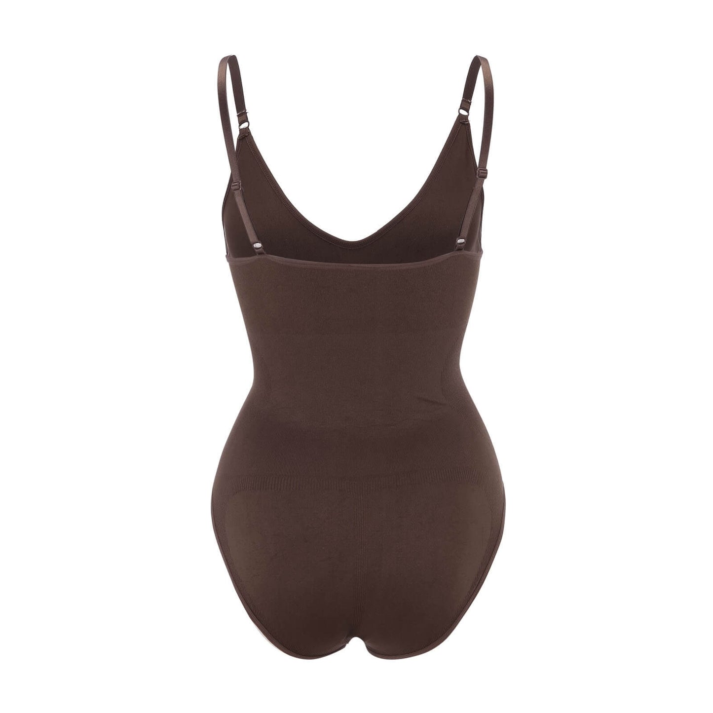 Brauner Shapewear-Body für Damen, nahtlos, figurformend, verstellbare Träger.