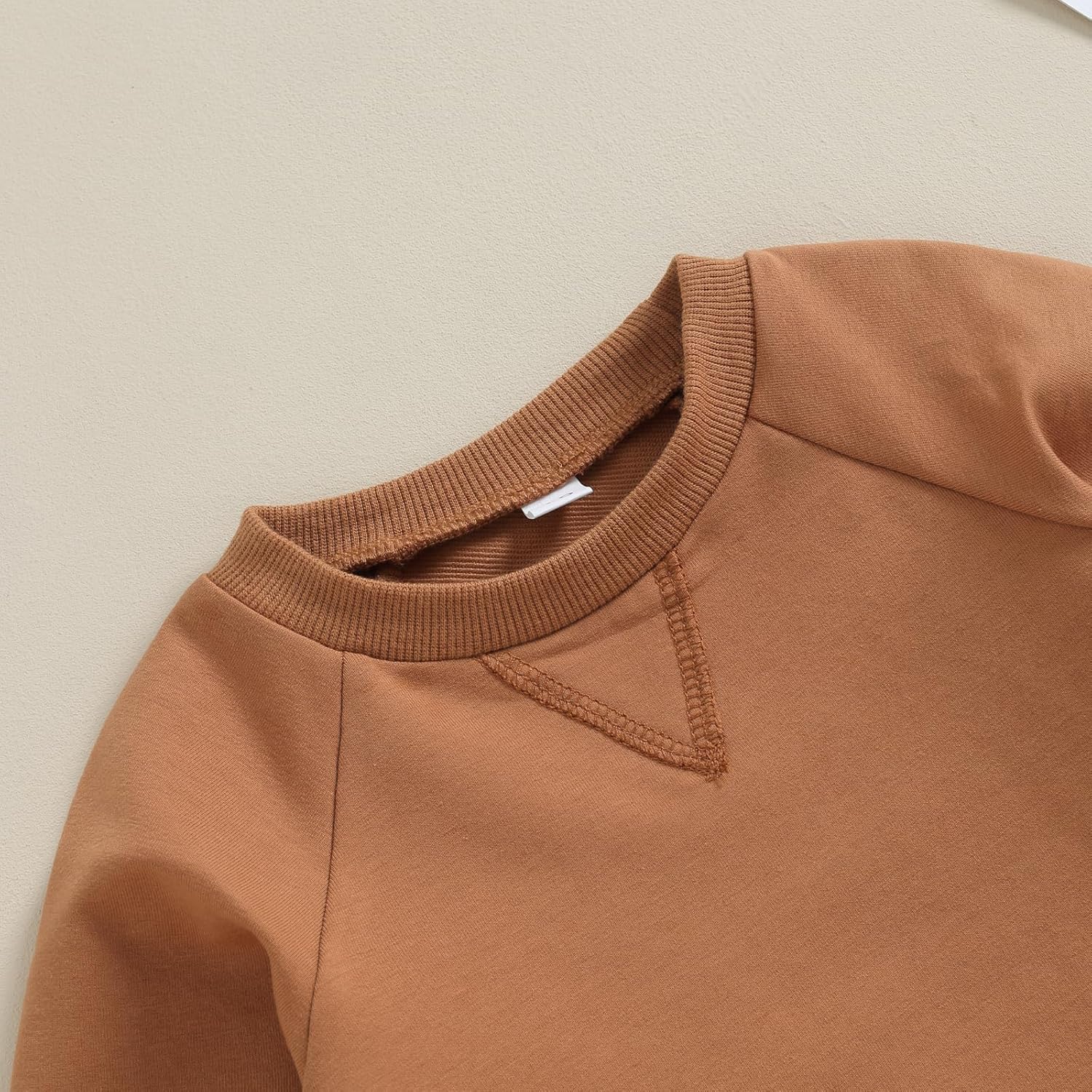 Braunes Sweatshirt aus Baumwolle, Rundhalsausschnitt, Langarm, lässiger Stil, Herrenmode.