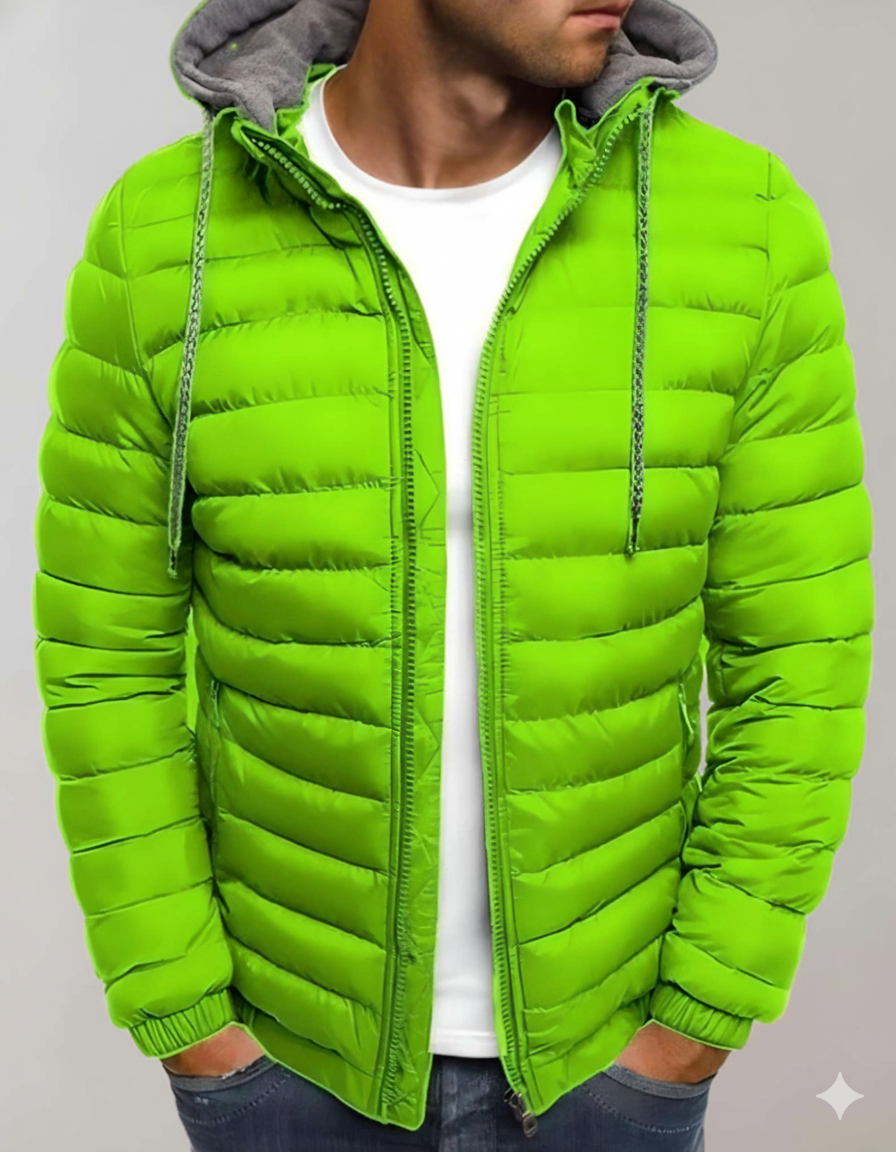 Varm herrdunjacka med huva – WinterStil