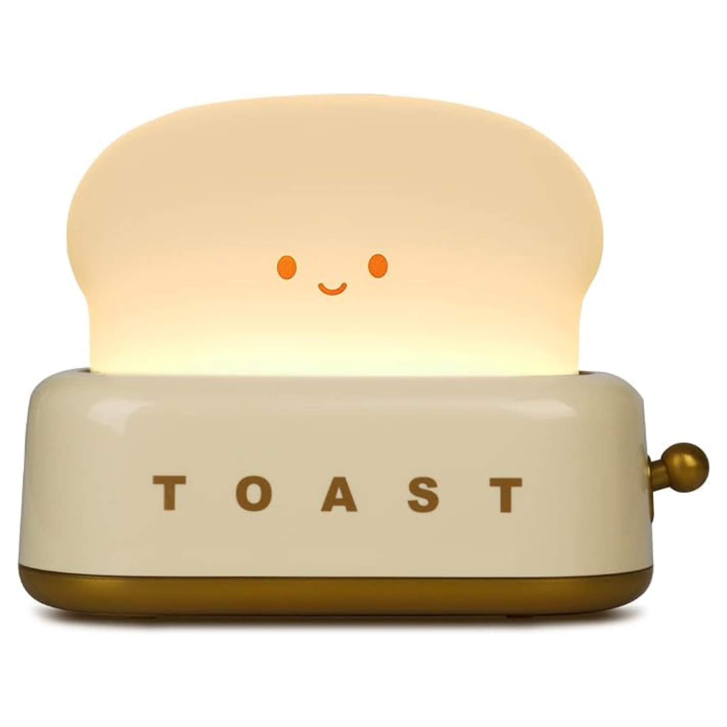 Nachtlicht in Toasterform, beige, mit lächelndem Gesicht, LED-Lampe, Kinderzimmer-Dekoration.