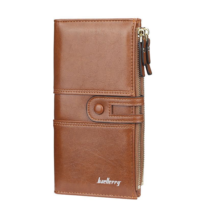 Braune Leder-Geldbörse mit Reißverschluss, Herren-Portemonnaie, modisches Design, Haellerry.