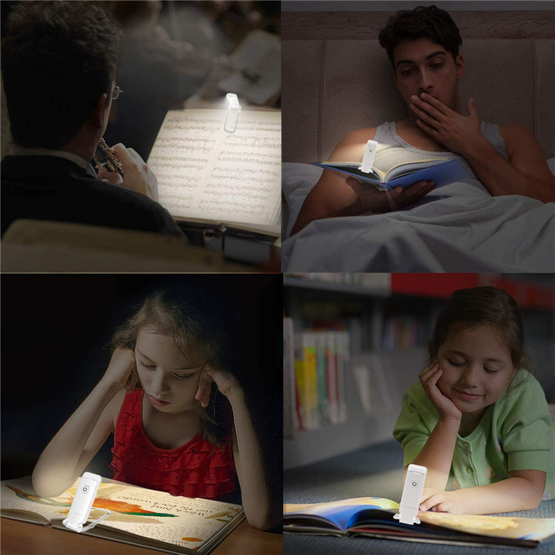LED-Leselampe, tragbar, weiß, ideal für Bücherlesen im Bett, kompakt, energiesparend.