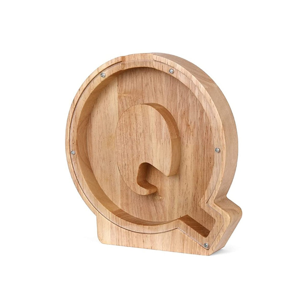 Holzbuchstabe Q, dekorativ, naturbelassen, Wanddekoration, rustikaler Stil, 3D-Design