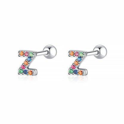 Silberne Ohrringe mit bunten Buchstaben Z, Schmuck, modisch, Damenaccessoire.