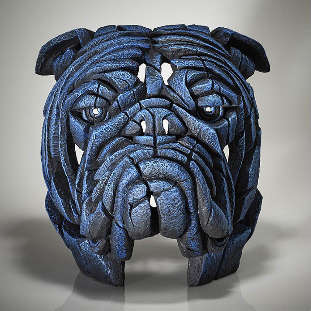 Blaue Bulldoggen-Büste aus Harz, dekorative Skulptur, modernes Design, Matt Buckley