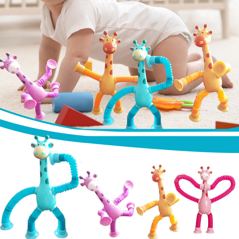Babyspielzeug Giraffe, bunt, flexibel, BPA-frei, für Kleinkinder, motorische Entwicklung.