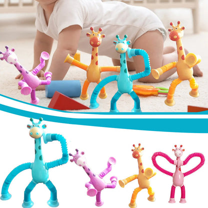 Babyspielzeug Giraffe, bunt, flexibel, BPA-frei, für Kleinkinder, motorische Entwicklung.