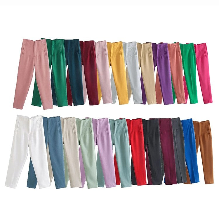 Bunte Damenhosen aus Baumwolle, verschiedene Farben, modische Freizeitkleidung, 2023 Kollektion.