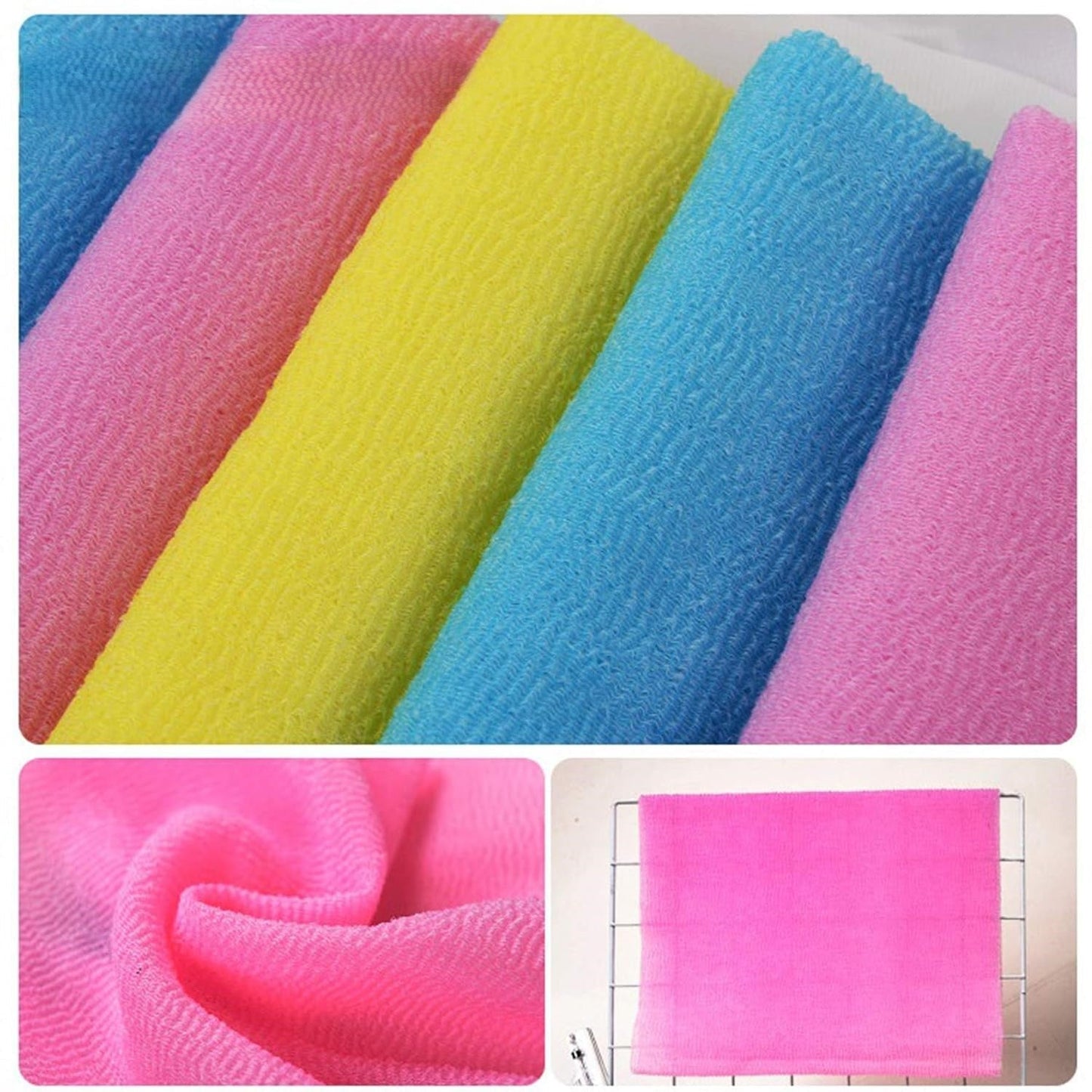 Bunte Mikrofaser-Reinigungstücher, blau, gelb, pink, weich, saugfähig, für Haushaltspflege.