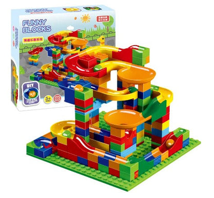 Bunte Murmelbahn-Bausteine Set, DIY Spielzeug, Kinder Lernspielzeug, Kunststoff, lustige Blöcke.