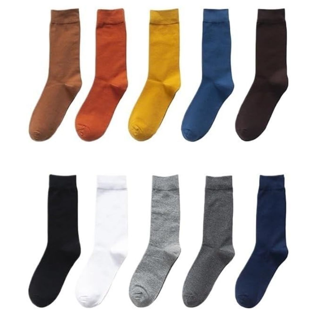 Bunte Baumwollsocken Set, 10 Paar, verschiedene Farben, bequem, unisex, modisch, langlebig.