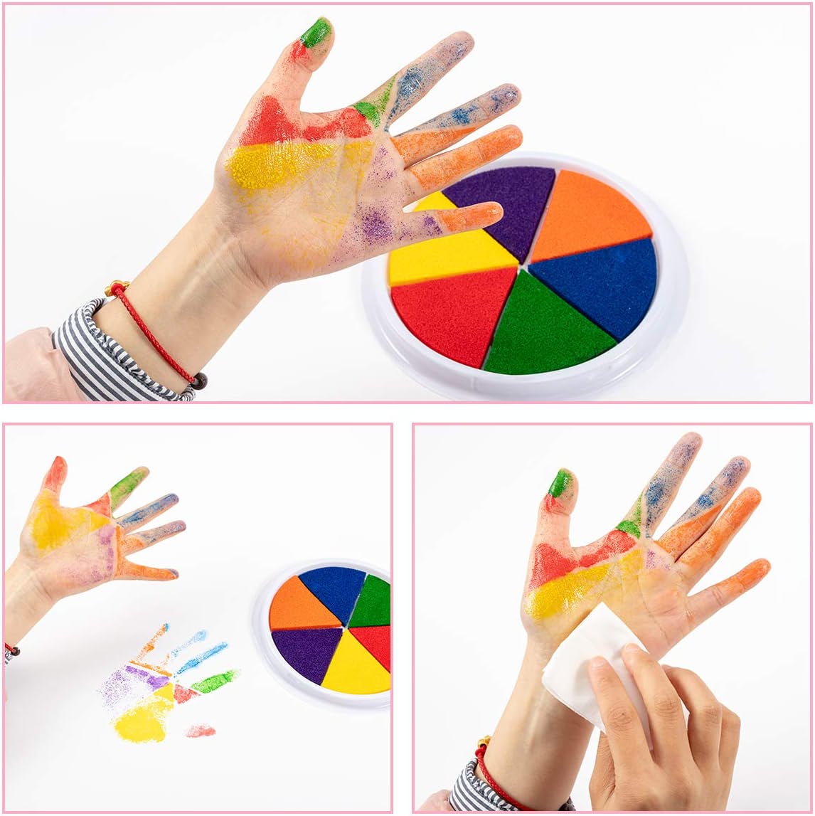 Bunte Fingerabdruck-Stempelkissen, rund, 6 Farben, für Kinder, Basteln, ungiftig.