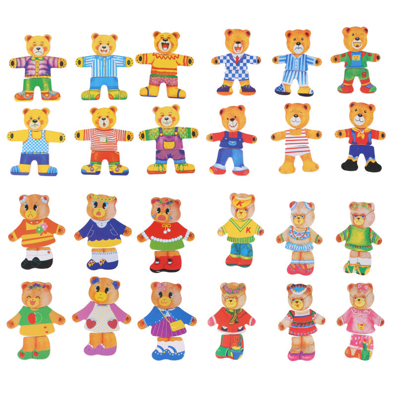 Bunte Holzpuzzle mit Bärenfiguren, Kinder Lernspielzeug, pädagogisches Spiel, 24 Teile.
