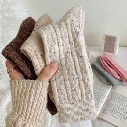 Damen Wollsocken beige, braun, grau, rosa, gestrickt, warm, gemütlich, Wintermode Accessoire