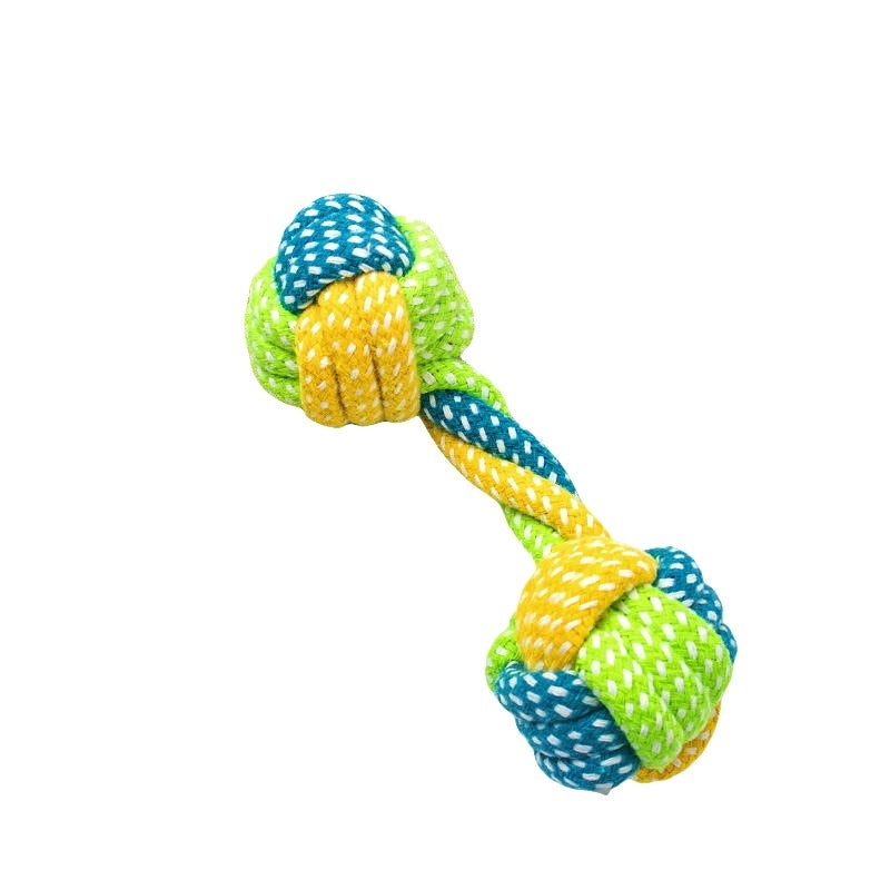 Buntes Hundespielzeug aus Seil, Knotenform, robust, interaktiv, für Hunde zum Kauen.