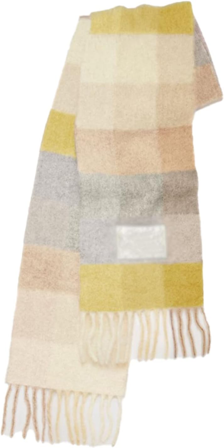 Bunter Wollschal mit Karomuster, Fransen, warm, weich, modisch, Damenaccessoire, Herbst/Winter.