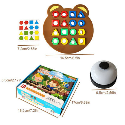 Bär-förmiges Holzpuzzle mit bunten geometrischen Formen, Lernspielzeug für Kinder.