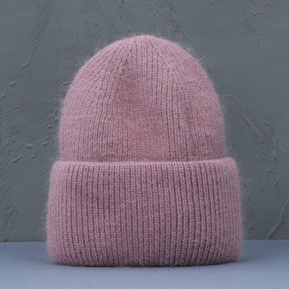 Bordeauxfarbene Strickmütze aus Wolle, warm und stilvoll, ideal für den Winter.