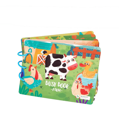 Kinder-Busybook Bauernhof, Lernbuch mit Tieren, farbenfroh, pädagogisch, ab 3 Jahren.