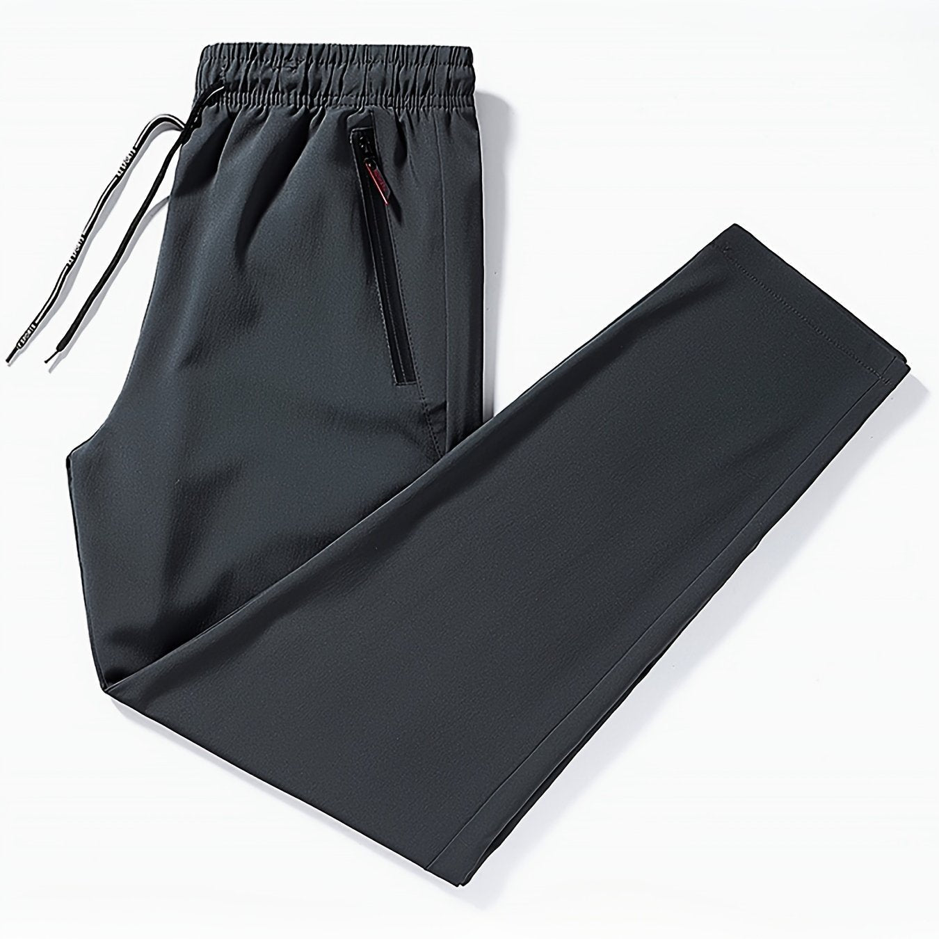 Schwarze Jogginghose mit Reißverschlusstasche, elastischer Bund, Sportbekleidung Herren.