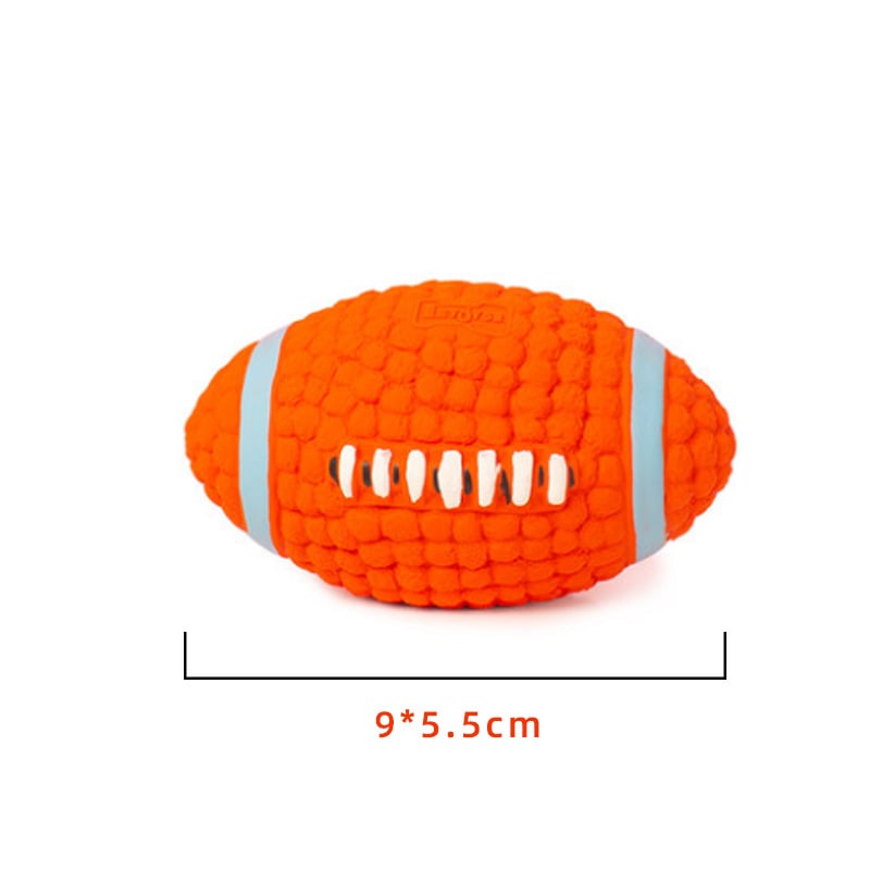 Orange Hundespielzeug Football aus Plüsch, 9x5,5 cm, robust und bissfest.