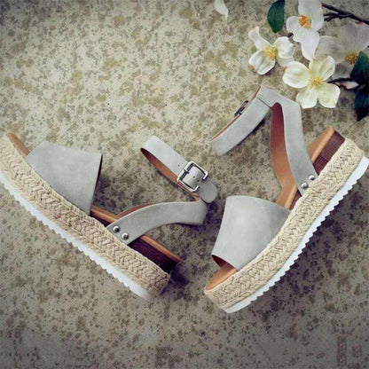 Damskor Plateau-espadriller Sandaler med kilklack och remmar – Livia