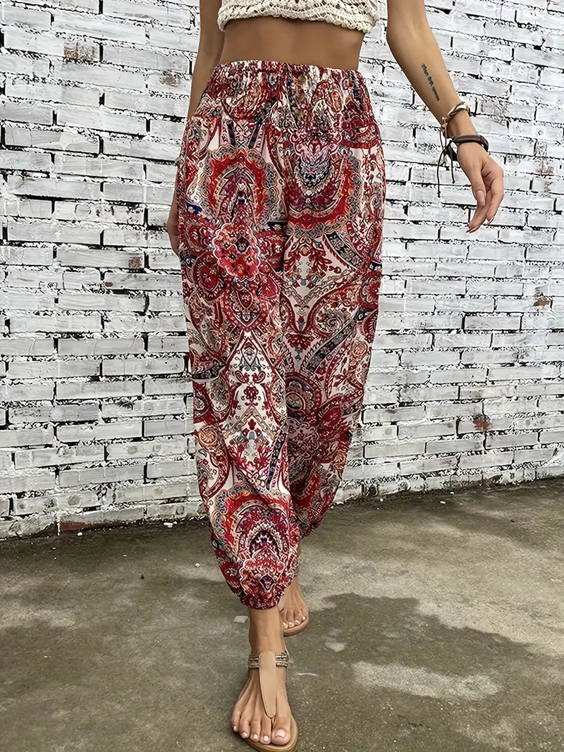 Boho-chic dambyxor med grafiskt tryck – Solara