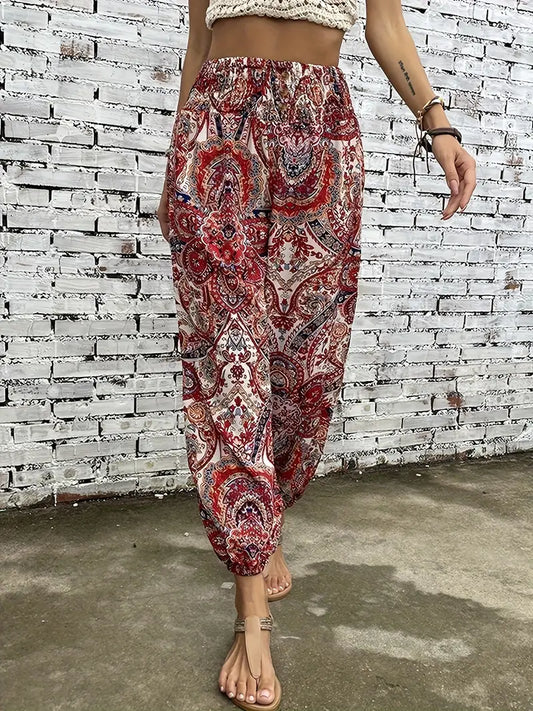 Boho-chic dambyxor med grafiskt tryck – Solara
