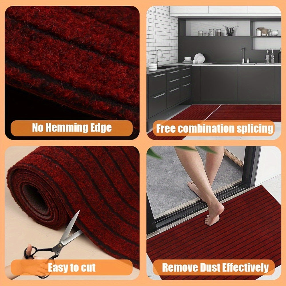Roter Teppichläufer, schmutzabweisend, zuschneidbar, ideal für Küche und Eingangsbereich.