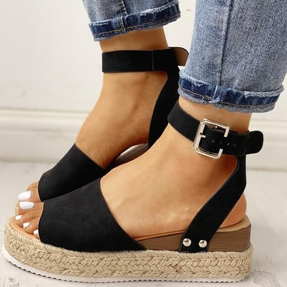 Damskor Plateau-espadriller Sandaler med kilklack och remmar – Livia
