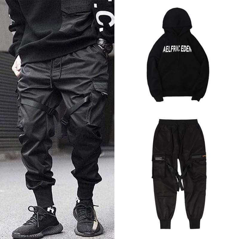 Höstiga multi-pocket hiphop-cargobyxor för herr – Dante