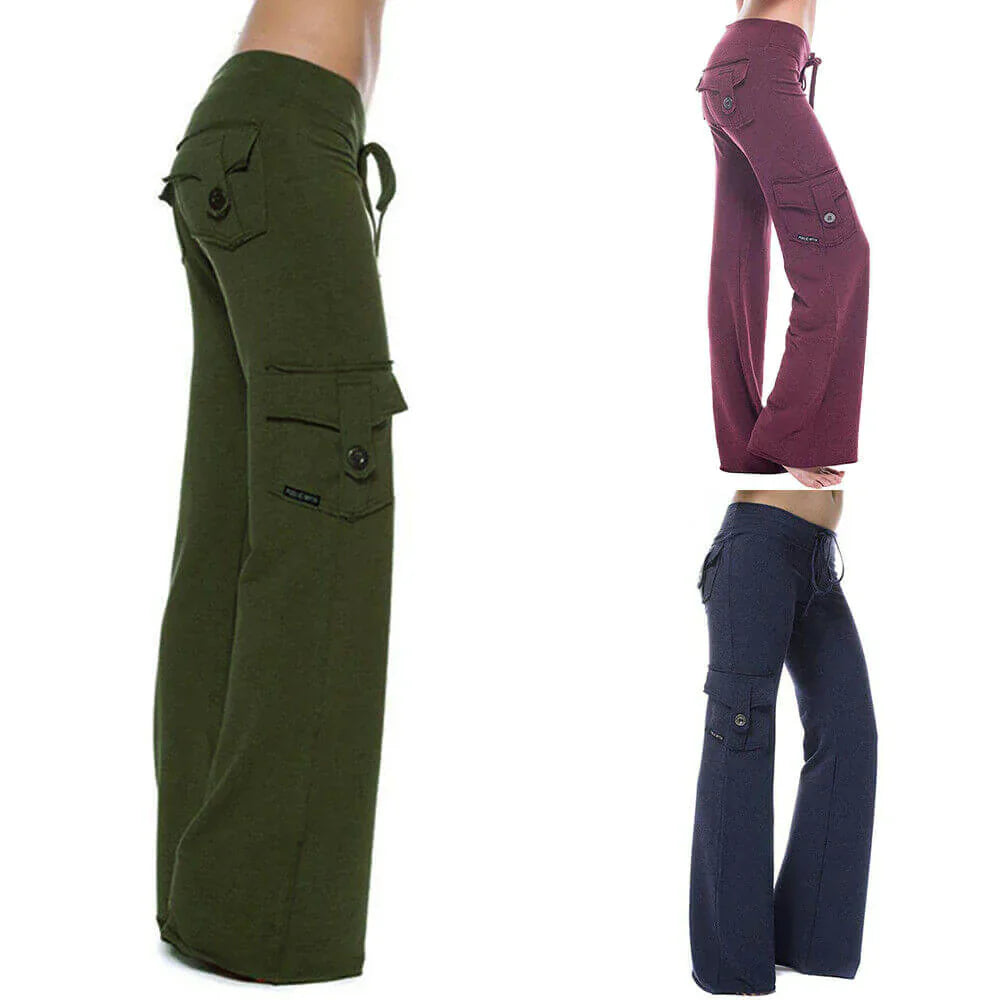 Damska Bootcut Cargo Byxa med fickor – Isabella Höstupplaga
