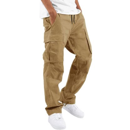 Beige Cargo-Hose für Herren, Baumwolle, lässig, mit Taschen, ideal für Freizeitkleidung.