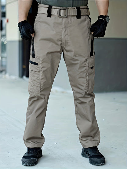 Beige taktische Hose für Herren, mit Taschen, Outdoor, robust, atmungsaktiv, Freizeitkleidung.