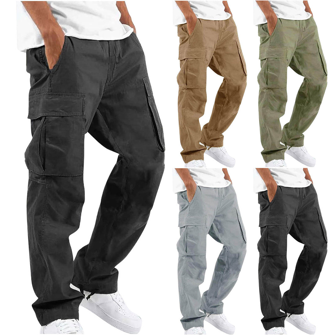 Herren Cargohose in Schwarz, Beige, Grün, Grau; Baumwolle, Taschen, Freizeitmode.