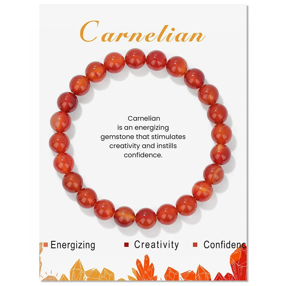 Rotes Karneol-Armband, Edelstein, fördert Kreativität und Selbstvertrauen, Schmuck für Energie.